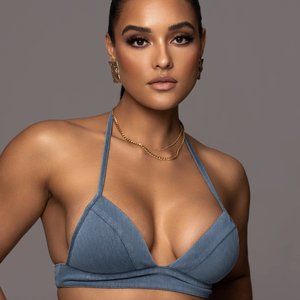 NAT & LIV X JLUXLABEL DENIM DREAMS HALTER TOP